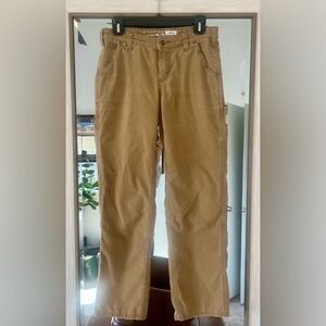 Carhartt Women's Loose Fit Washed Duck Work Dungarees Brown Canvas size 2 Short